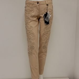 NWT! Justcavalli Embroidered Low Waist Ankle Jeans